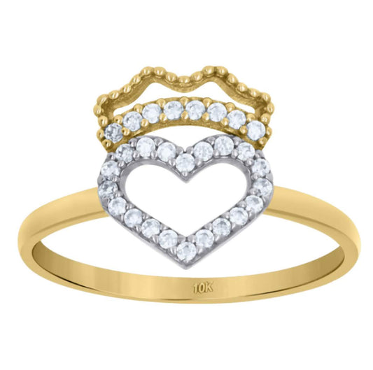 10K Crown Heart Love Ring