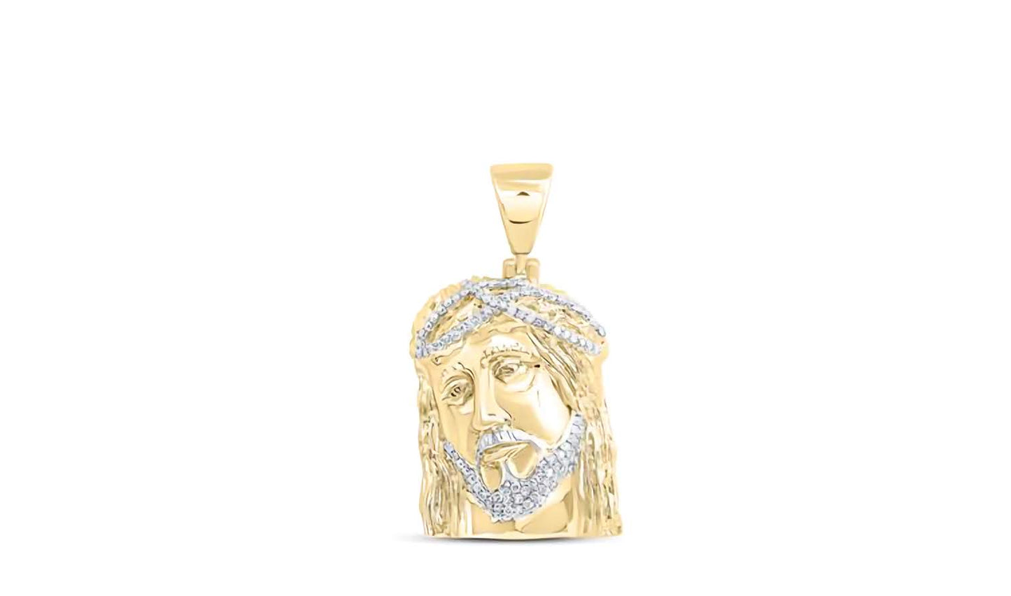 10K Diamond Jesus Face Charm