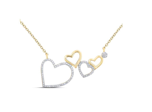 10K Floating Hearts Diamond Necklace