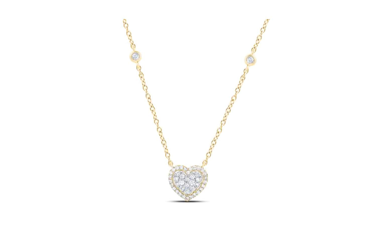 10K Heart Diamond Fashion Necklace