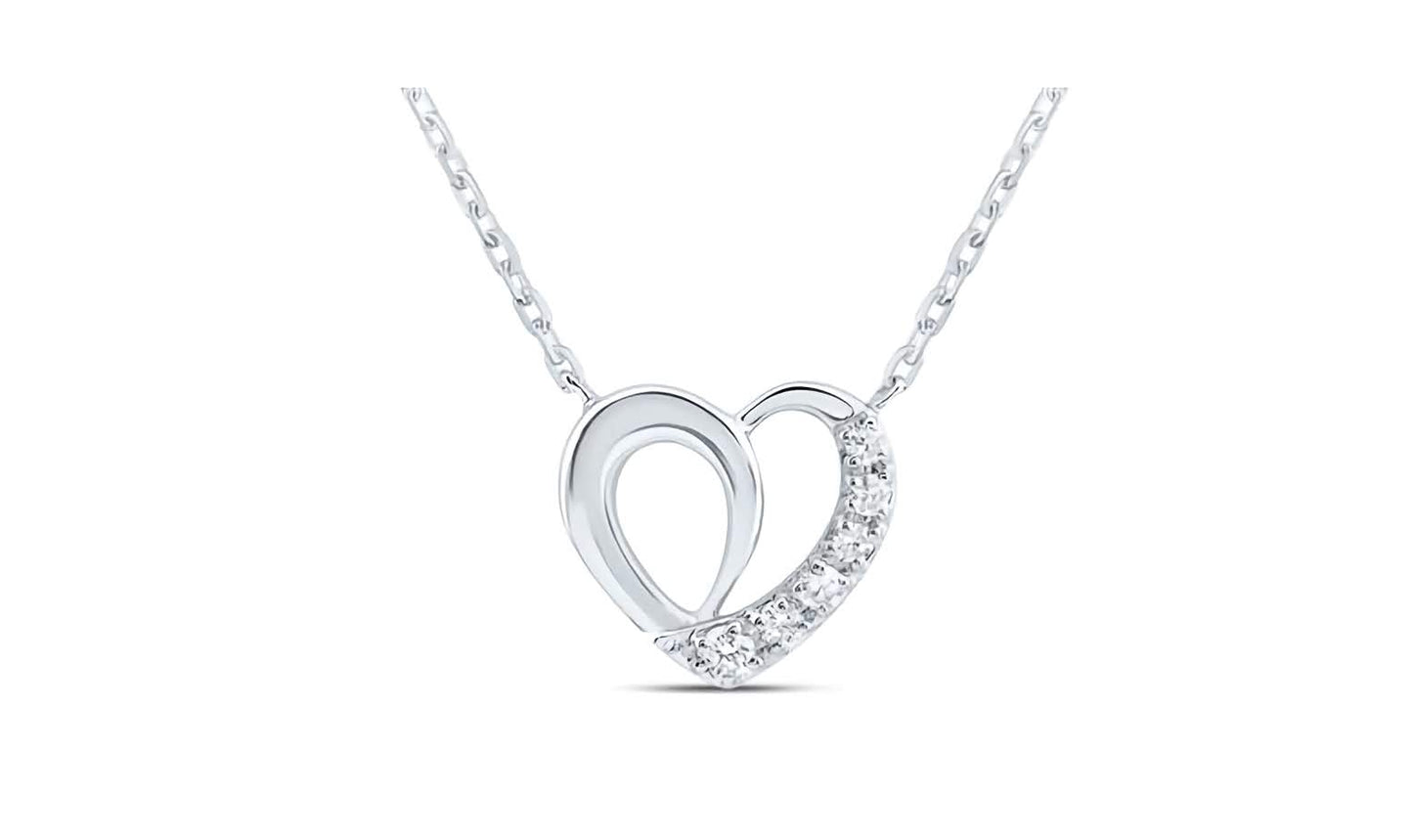 10K Heart Round Diamond Necklace