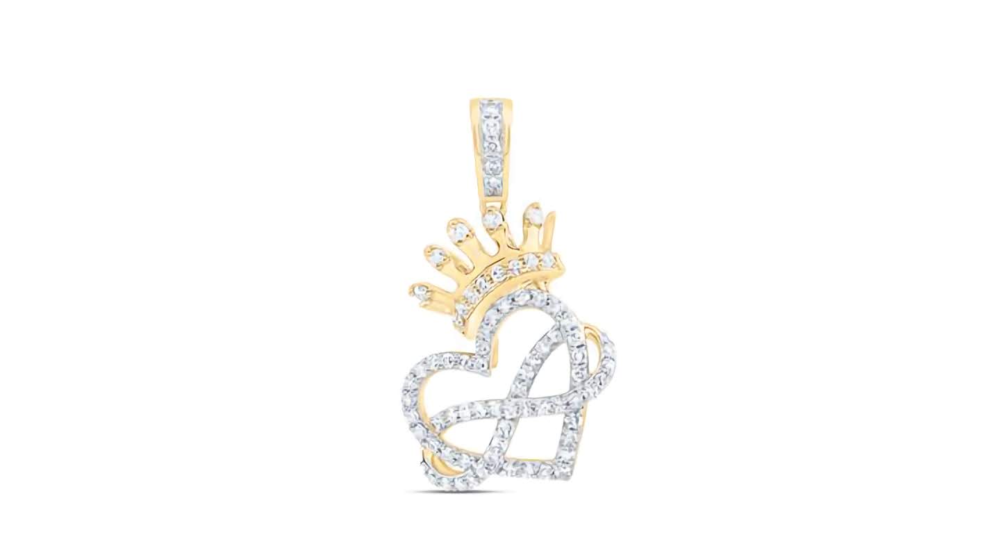 10K Infinity Heart Crown Charm