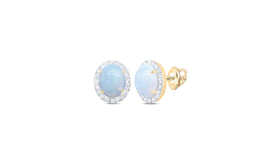 10K Natural Opal Diamond Earrings