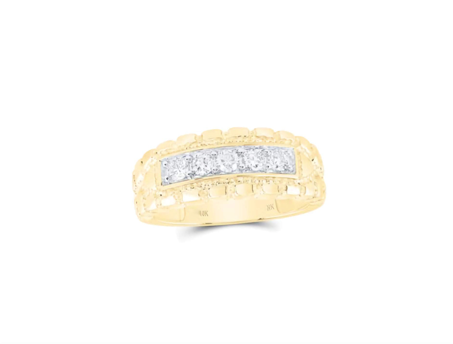 10K Nugget Diamond Wedding Band