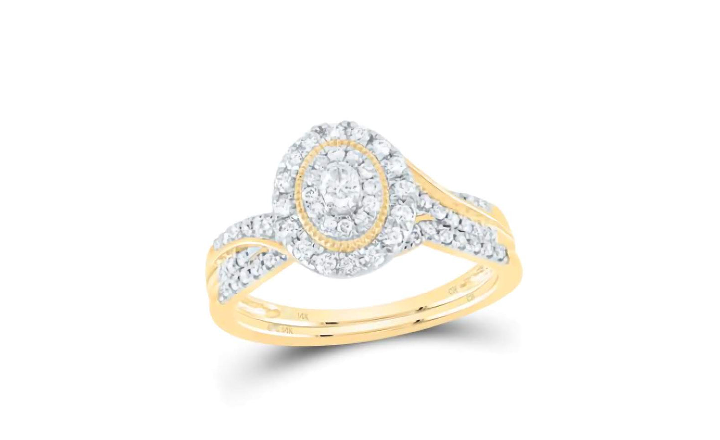 14K Oval Diamond Duo Ring Set