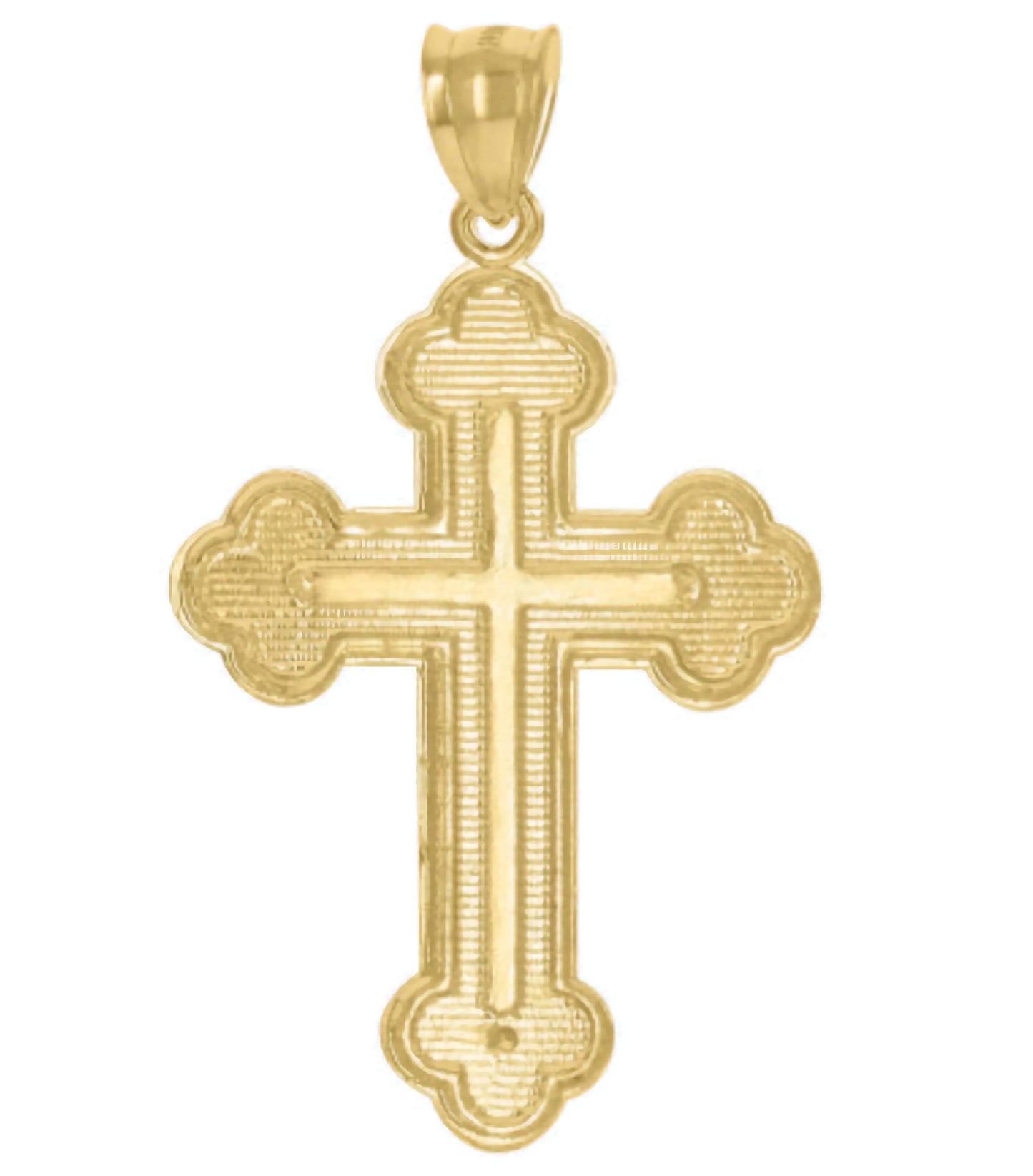 10K Yellow Gold Diamond-Cut Mens Religious Cross Charm