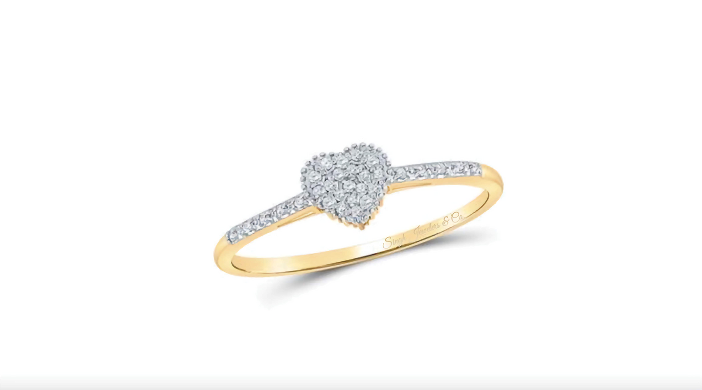 10k Heart Round Diamonds Promise 1/20 CTW Ring