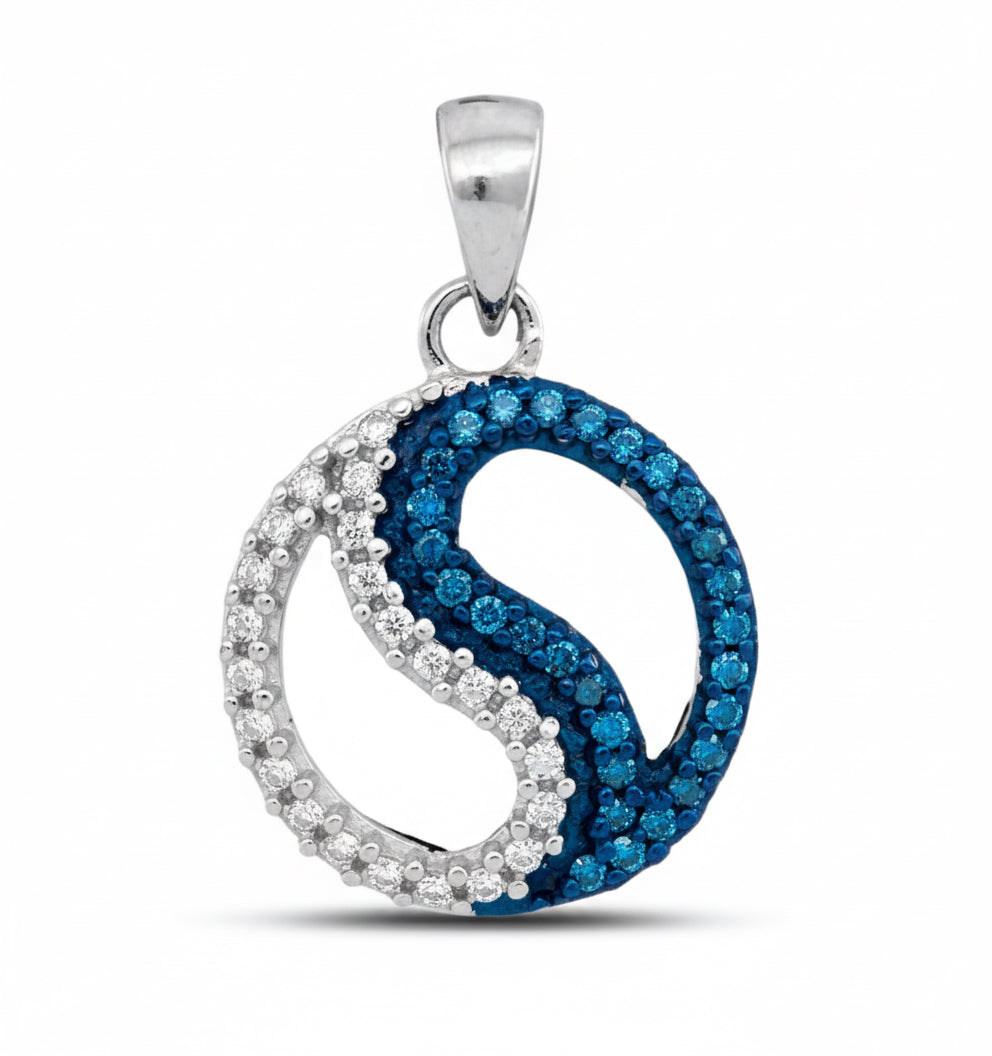 10K Blue Diamond Yin Yang Pendant – 1/10 CTTW