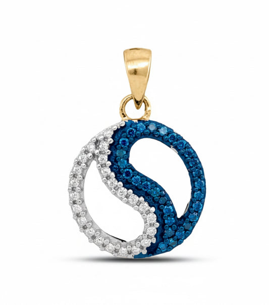 10K Blue Diamond Yin Yang Pendant – 1/10 CTTW