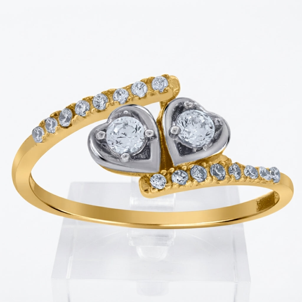 10K bypass double hearts promise ring