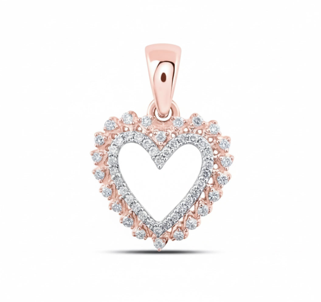 Close-up of 10K diamond heart pendant without chain