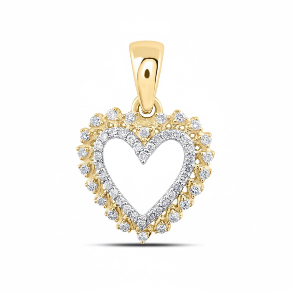 Diamond heart pendant in 10K gold, 1/8 CTTW