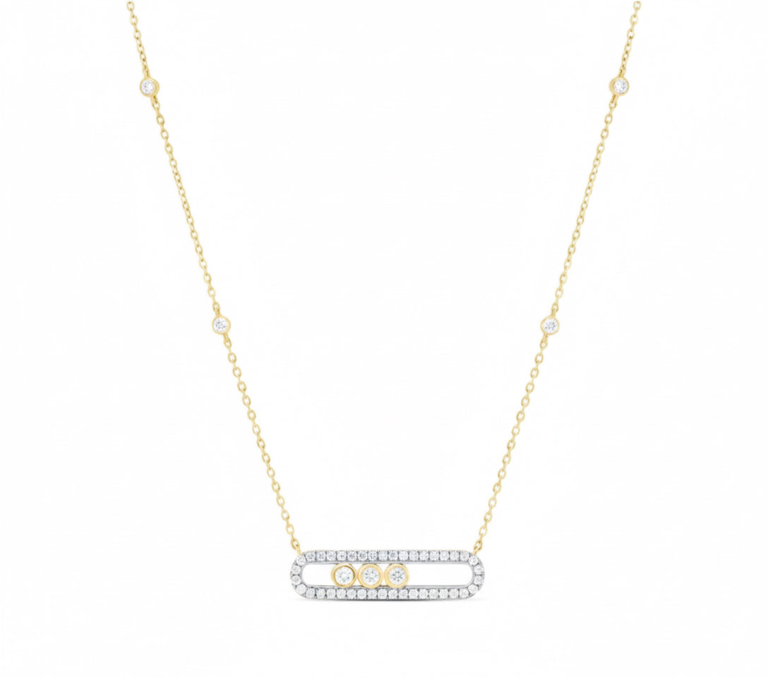 10K gold diamond paperclip necklace with natural diamonds