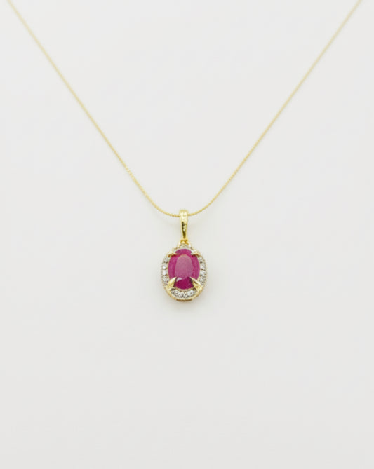 10K gold pendant with ruby and diamond accents