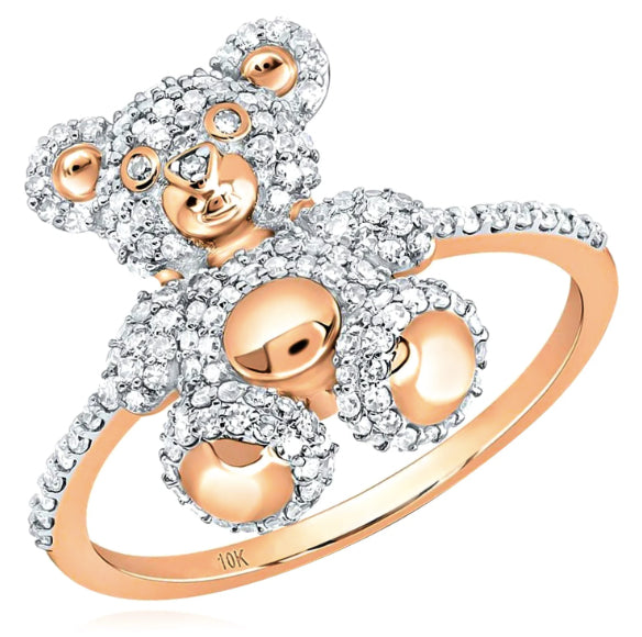Teddy Bear 10k Diamond Ring with 1/2 Cttw Diamonds Size 7