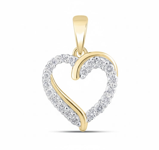 10k endless love heart diamond pendant with 1/4 carat total weight, available in yellow, white, and rose gold.