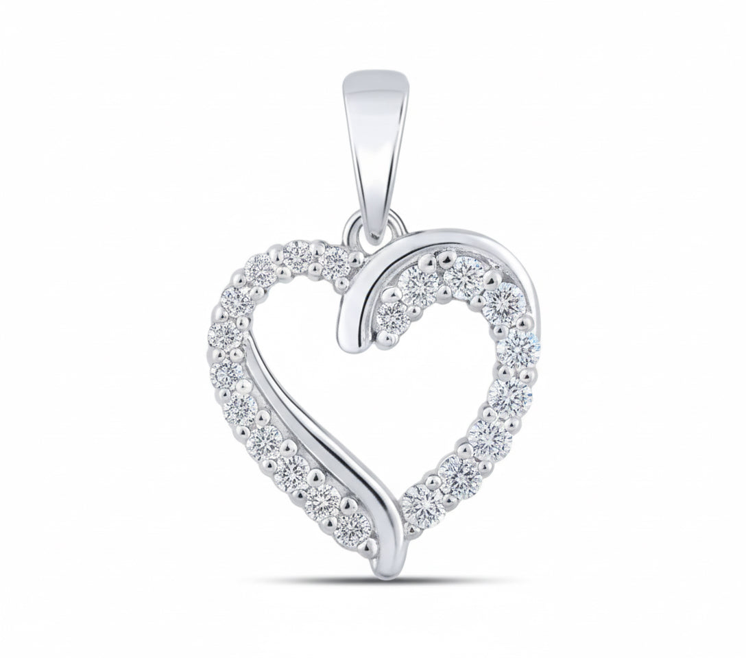 10k endless love heart diamond pendant with 1/4 carat total weight, available in yellow, white, and rose gold.