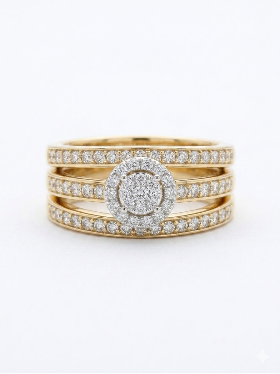 10K gold 3-piece diamond bridal stackable ring set