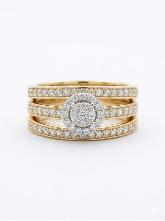 10K gold 3-piece diamond bridal stackable ring set