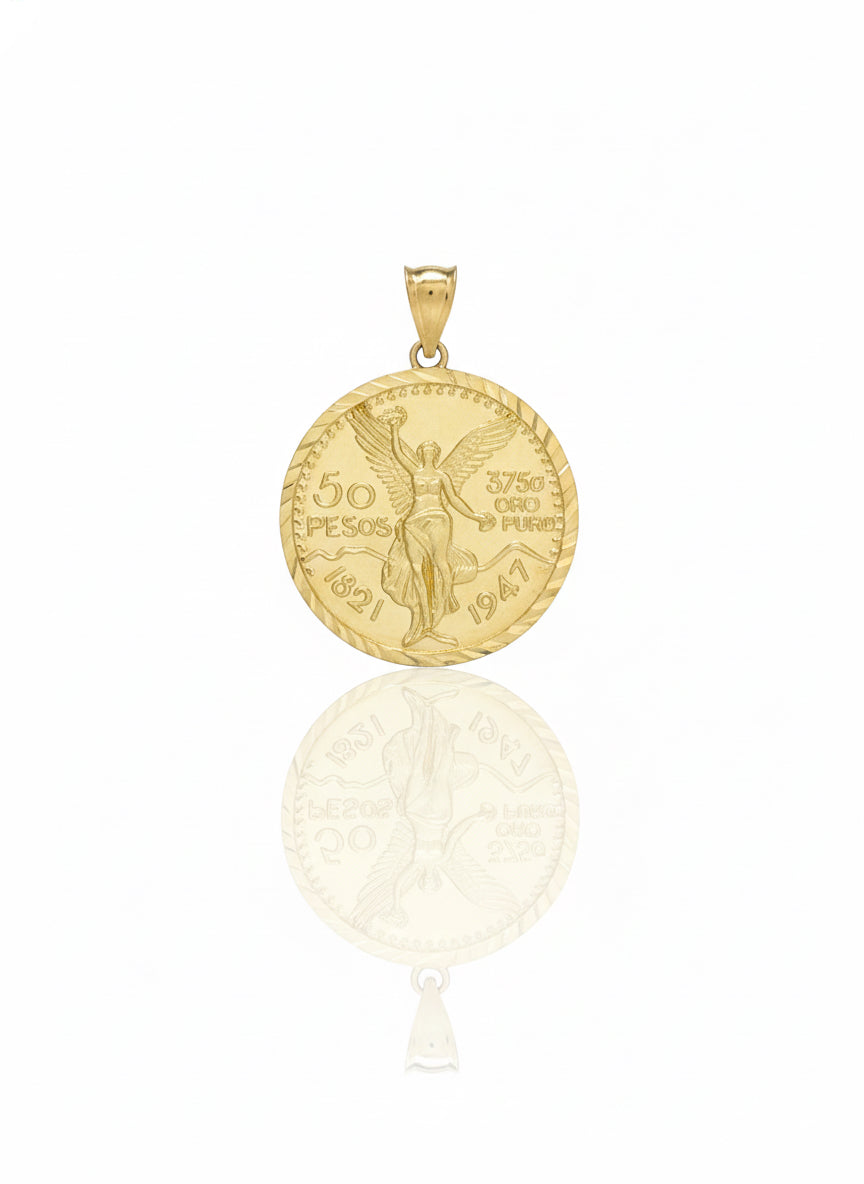 10k yellow gold 50 pesos coin pendant 