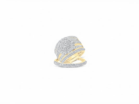 10K gold baguette diamond wedding ring set - 3 piece