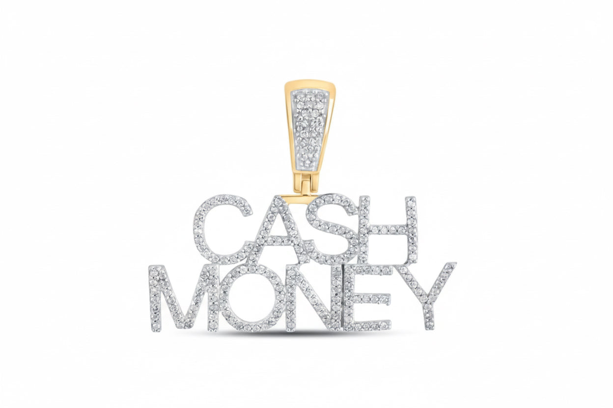 hip hop style diamond money pendant in 10k gold