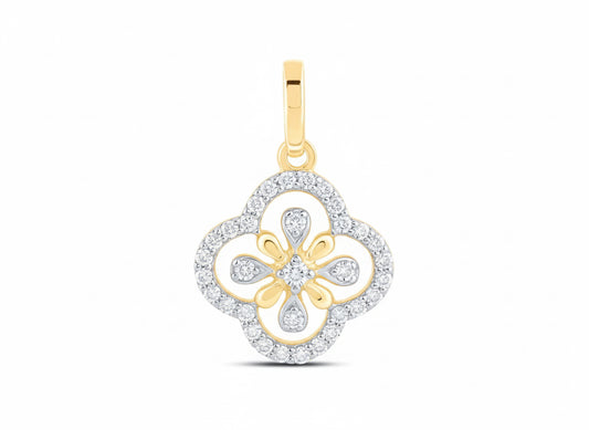 10k Gold Clover Pendant – 1/10 CTTW Natural Diamond
