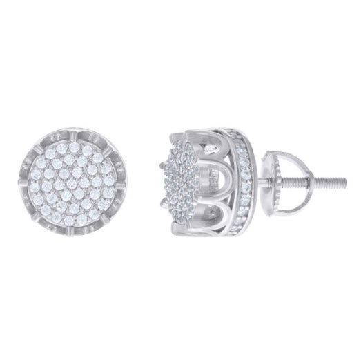 10K gold royal crown diamond stud earrings with 1/4 carat round-cut stones