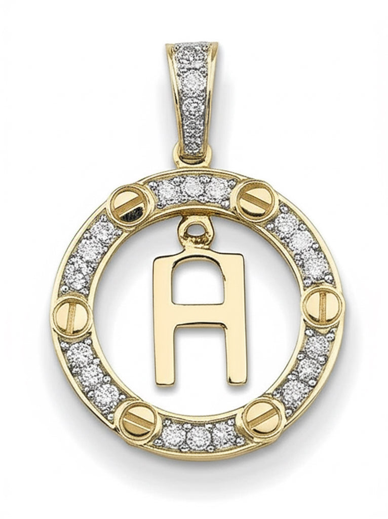 10k gold diamond 'H' initial pendant necklace with 1/6 Cttw