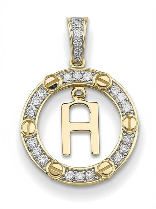 10k gold diamond 'H' initial pendant necklace with 1/6 Cttw