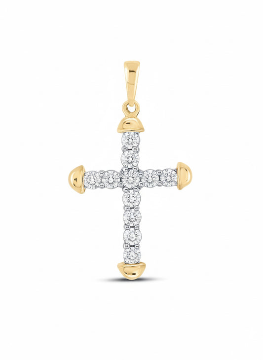 10K gold cross pendant with 1/5 carat total weight of diamonds – religious jewelry