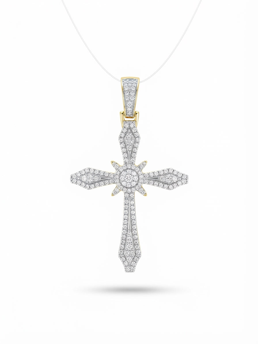 10k gold diamond cross pendant charm necklace elegant religious jewelry