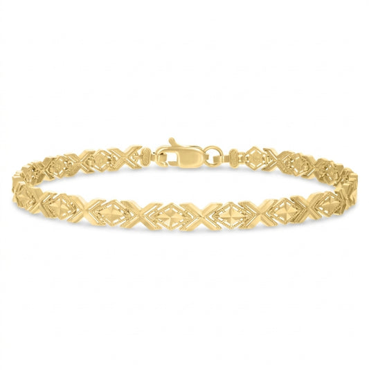 10K gold diamond cut bracelet for women 8 inch length