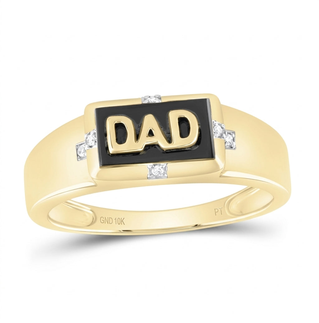 10K Gold Diamond Dad Ring featuring 0.03 CTW total diamond weight in size 10