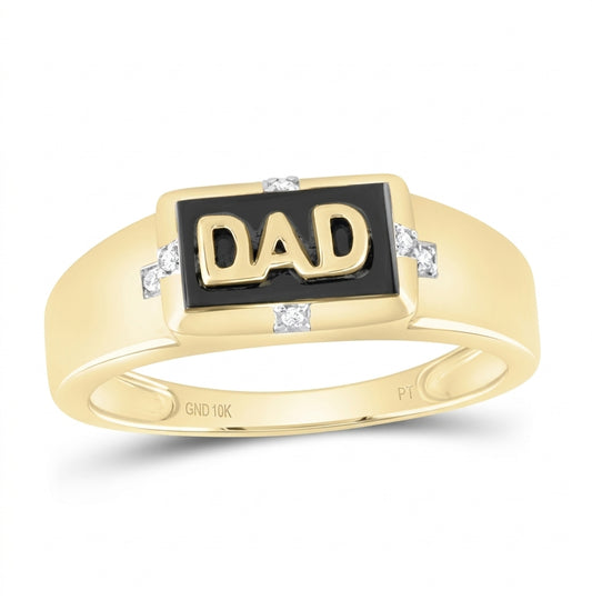 10K Gold Diamond Dad Ring featuring 0.03 CTW total diamond weight in size 10