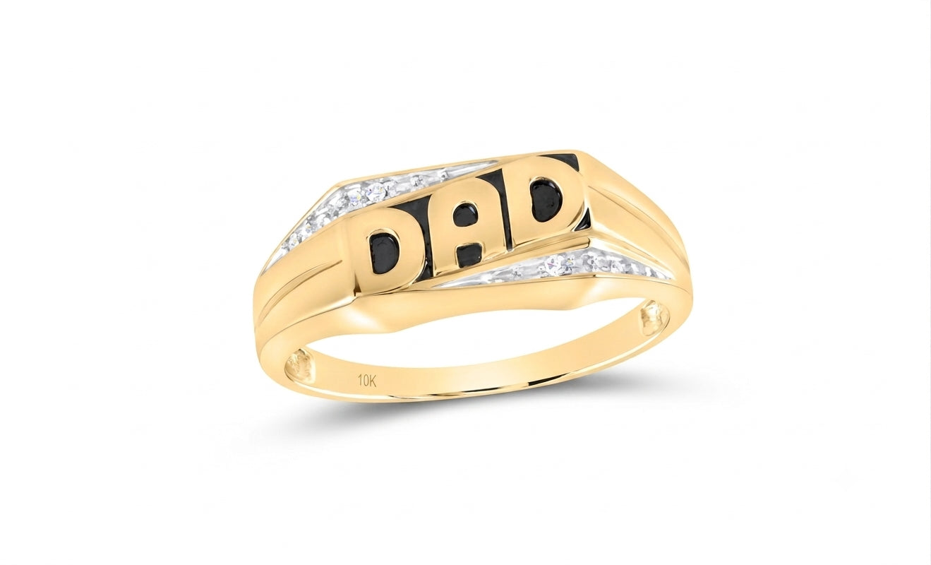 10K Gold Diamond Dad Ring featuring 0.05 CTW total diamond weight in size 10