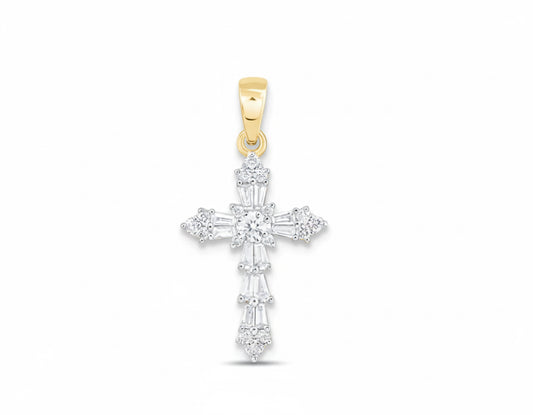 ladies gold diamond cross pendant 10K