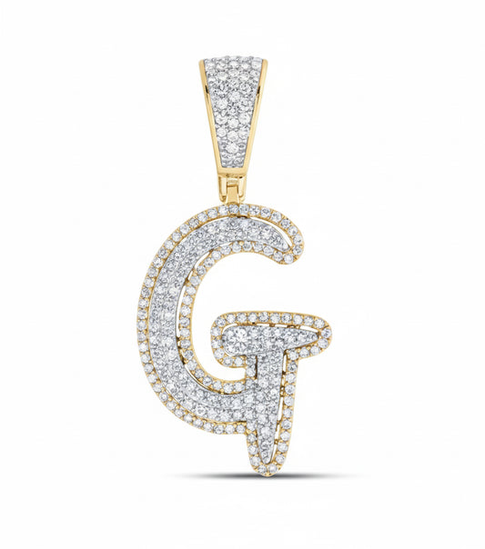 10K Gold Diamond “G” Initial Pendant – 1/3 CTTW