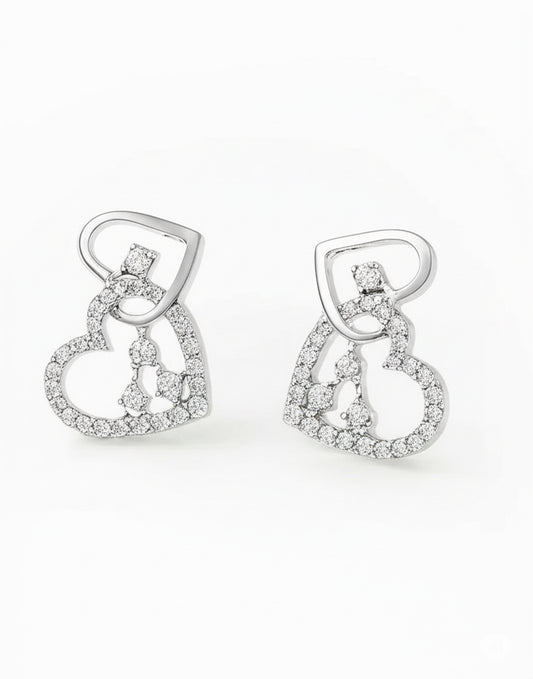 10K gold heart-shaped earrings with 1/2 carat diamonds