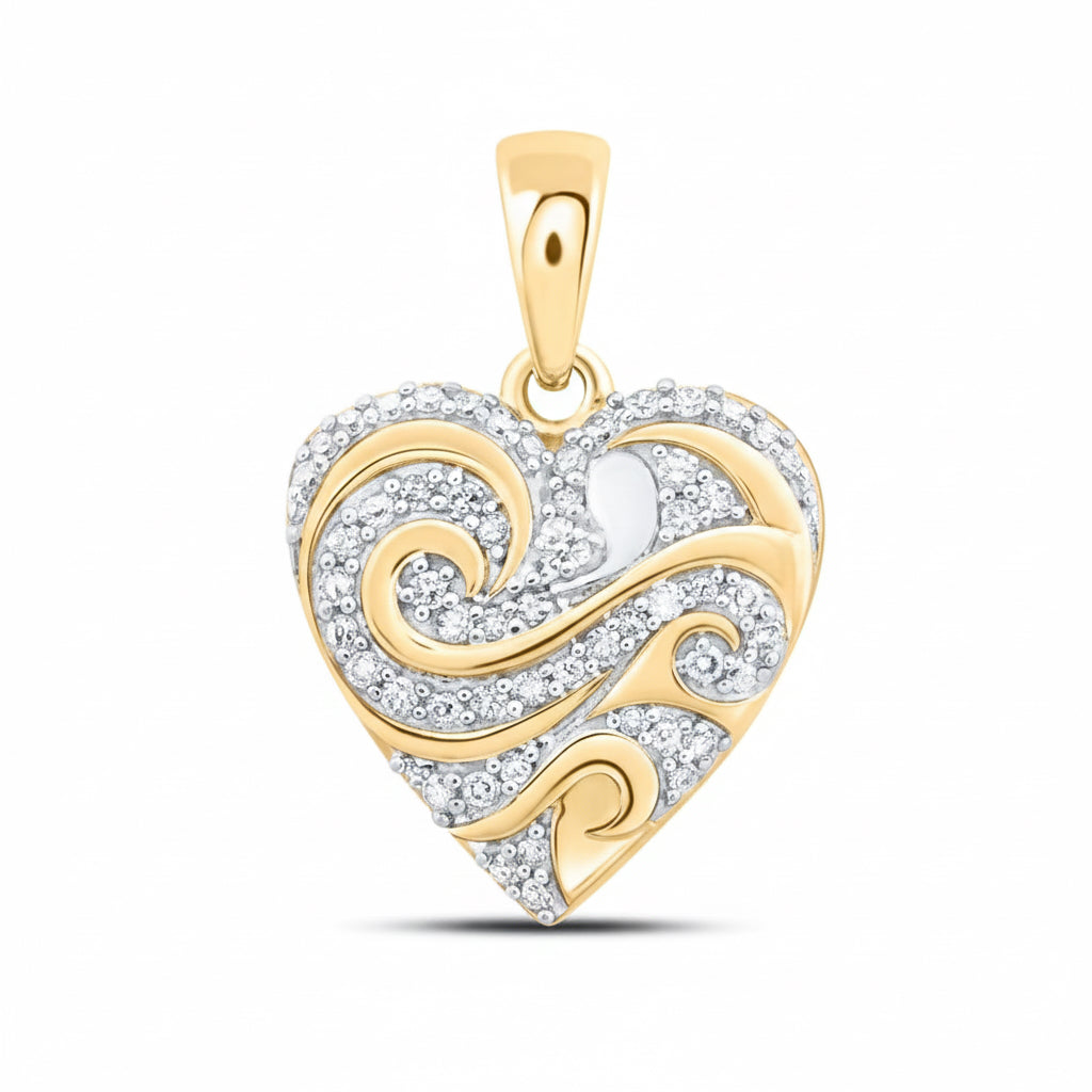 10K Gold Diamond Heart Pendant – 1/6 CT