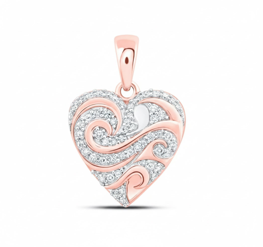 10K Gold Diamond Heart Pendant – 1/6 CT