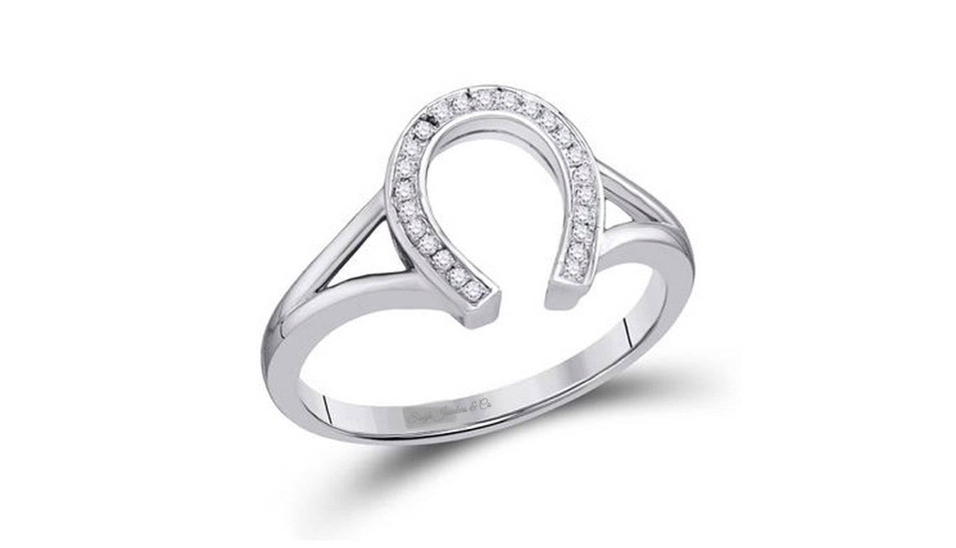 10K gold lucky horseshoe ring with diamonds