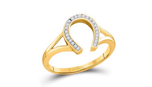 10K gold lucky horseshoe ring with diamonds