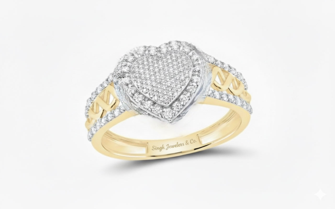 10K gold infinity heart promise ring with genuine diamonds