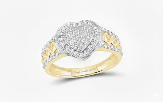 10K gold infinity heart promise ring with genuine diamonds