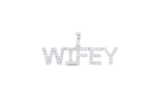 10K gold diamond WIFEY pendant with 1/4 carat total diamond weight, no chain included