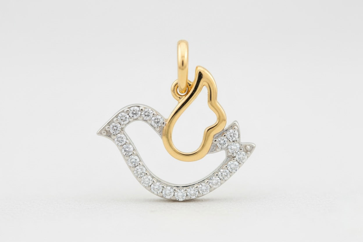10k Gold Dove Pendant – 1/10 CTTW Natural Diamond Accent