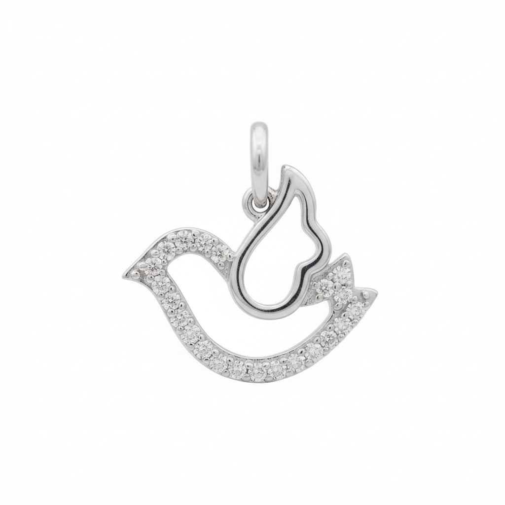 10k Gold Dove Pendant – 1/10 CTTW Natural Diamond Accent
