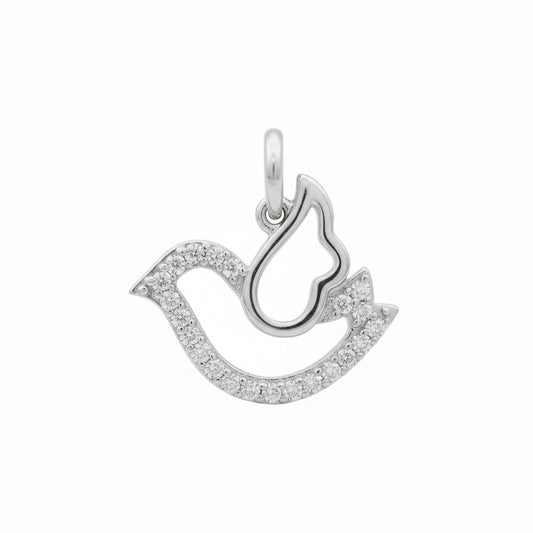 10k Gold Dove Pendant – 1/10 CTTW Natural Diamond Accent