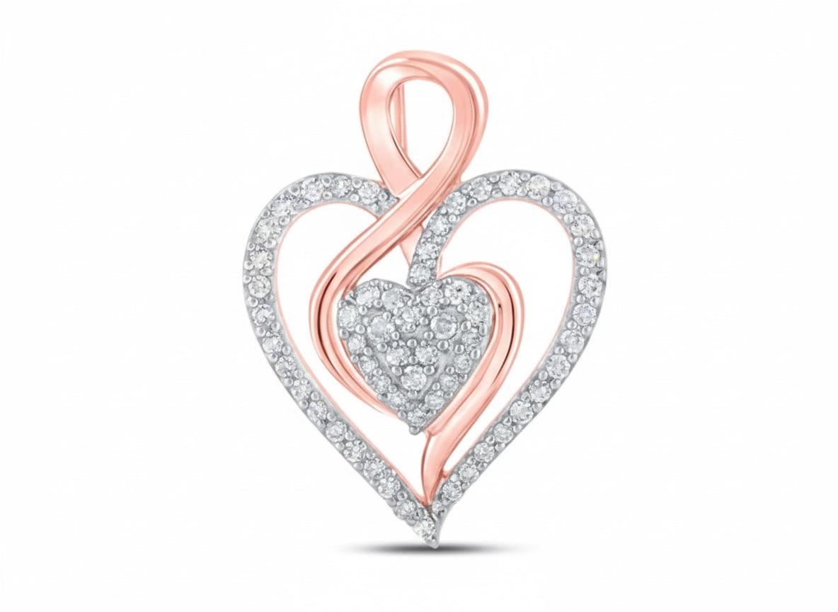 10k Gold F Note Heart Pendant – 1/4 CTTW Diamonds